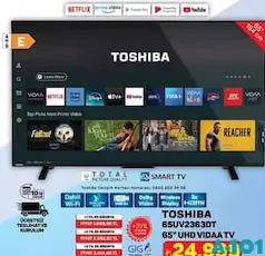 TOSHİBA TOSHIBА 65UV2363DT 65 İNÇ UHD VIDAA TV AKILLI TELEVİZYON